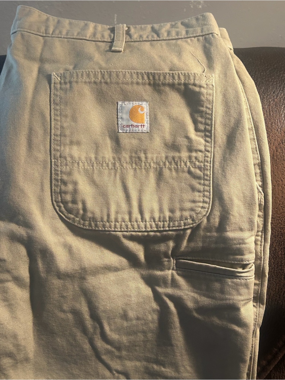 Carhartt Men’s Tan Cargo Work Pants with Utility Pocket